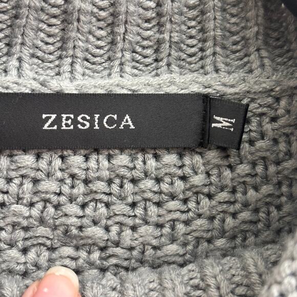 Gray Roll Mock Neck Heavy Knit Classic Minimalist Pullover Sweater Womens Size M - Picture 2 of 8